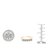 0.85 Carat (ctw) 14K Rose Gold Round Lab Grown Diamond 5 Stone Ladies Wedding Band Ring