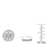 0.85 Carat (ctw) 18K White Gold Round Lab Grown Diamond 5 Stone Ladies Wedding Band Ring