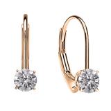 0.25 Carat (ctw) 14K Rose Gold Round Lab Grown White Diamond Ladies Dangling Drop Earrings 1/4 CT