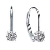 0.25 Carat (ctw) 14K White Gold Round Lab Grown White Diamond Ladies Dangling Drop Earrings 1/4 CT