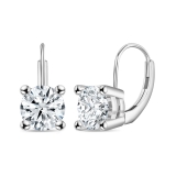 IGI Certified 3.00 Ctw Round Lab Grown Diamond Solitaire Lever Back Drop Earrings, 925 Sterling Silver 