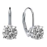 0.75 Carat (ctw) 10K White Gold Round Lab Grown White Diamond Ladies Dangling Drop Earrings 3/4 CT