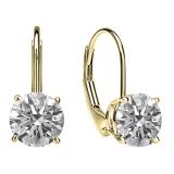 IGI CERTIFIED 0.75 Carat (ctw) 14K Yellow Gold Round Lab Grown Diamond Ladies Drop Earrings 3/4 CT