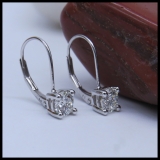 1.00 Carat (ctw) 18K White Gold Round Lab Grown White Diamond Ladies Dangling Drop Earrings 1 CT