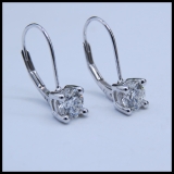 1.00 Carat (ctw) 18K White Gold Round Lab Grown White Diamond Ladies Dangling Drop Earrings 1 CT
