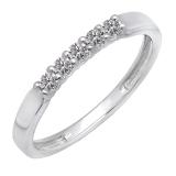 0.25 Carat (ctw) 10K White Gold Round Lab Grown Diamond 5 Stone Ladies Wedding Band Ring 1/4 CT