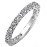 0.90 Carat (ctw) 14K White Gold Round White Diamond Eternity Stackable Wedding Band Ring