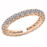 1.45 Carat (ctw) 18K Rose Gold Round Lab Grown Diamond Ladies Wedding Band Eternity Ring 1 1/2 CT