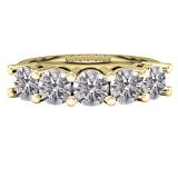 2.00 Carat (ctw) 10K Yellow Gold Round Lab Grown White Diamond Ladies 5 Stone Wedding Ring 2 CT