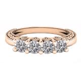 0.75 Carat (ctw) 10K Rose Gold Round Lab Grown Diamond Ladies Wedding Stackable Band Ring 3/4 CT