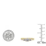 0.98 Carat (ctw) 18K Yellow Gold Round Lab Grown Diamond 3 Stone Ladies Engagement Ring 1 CT