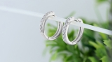 0.22 Carat (ctw) 14K White Gold Round Lab Grown White Diamond Ladies Huggies Hoop Earrings 1/4 CT