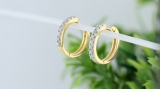 0.22 Carat (ctw) 14K Yellow Gold Round Lab Grown White Diamond Ladies Huggies Hoop Earrings 1/4 CT