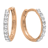 0.22 Carat (ctw) 18K Rose Gold Round Lab Grown White Diamond Ladies Huggies Hoop Earrings 1/4 CT