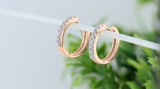 0.22 Carat (ctw) 18K Rose Gold Round Lab Grown White Diamond Ladies Huggies Hoop Earrings 1/4 CT