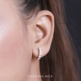 1.00 Carat (ctw) 10K Rose Gold Round Lab Grown White Diamond Ladies Huggies Hoop Earrings 1 CT