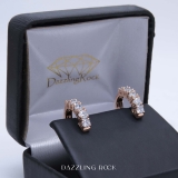 1.00 Carat (ctw) 10K Rose Gold Round Lab Grown White Diamond Ladies Huggies Hoop Earrings 1 CT
