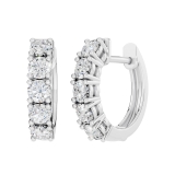 1.00 Carat (ctw) 10K White Gold Round Lab Grown White Diamond Ladies Huggies Hoop Earrings 1 CT