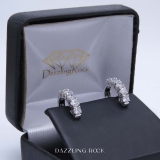 1.00 Carat (ctw) 10K White Gold Round Lab Grown White Diamond Ladies Huggies Hoop Earrings 1 CT