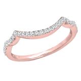 0.20 Carat (ctw) 14K Rose Gold Round Cut Lab Grown Diamond Ladies Anniversary Wedding Stackable Band Contour Guard Ring 1/5 CT