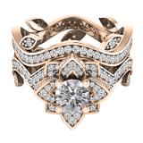 2.25 Carat (ctw) 18K Rose Gold Round Lab Grown White Ladies Fashion Engagement Ring Set