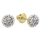 0.50 Carat (ctw) 14K Yellow Gold Round Lab Grown White Diamond Ladies Halo Stud Earrings 1/2 CT