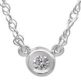 0.50 Carat (ctw) 18K White Gold Round Lab Created Diamond Ladies Bezel Set Solitaire Pendant 1/2 CT