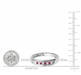 Sterling Silver Round Lab Grown Ruby & White Diamond Men's Seven Stone Wedding Band