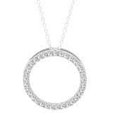 0.75 Carat (ctw) 10K White Gold Round lab Grown White Diamond Ladies Circle Pendant 3/4 CT