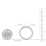 0.75 Carat (ctw) 10K White Gold Round lab Grown White Diamond Ladies Circle Pendant 3/4 CT