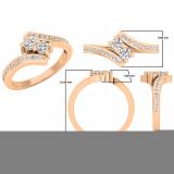 0.50 Carat (ctw) 18K Rose Gold Round Lab Grown Diamond Ladies Two Stone Engagement Ring 1/2 CT