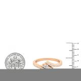 0.50 Carat (ctw) 18K Rose Gold Round Lab Grown Diamond Ladies Two Stone Engagement Ring 1/2 CT