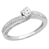 0.50 Carat (ctw) 10K White Gold Round Lab Grown White Diamond Ladies Engagement Ring 1/2 CT