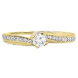 0.50 Carat (ctw) 10K Yellow Gold Round Lab Grown White Diamond Ladies Engagement Ring 1/2 CT