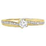 0.50 Carat (ctw) 14K Yellow Gold Round Lab Grown White Diamond Ladies Engagement Ring 1/2 CT