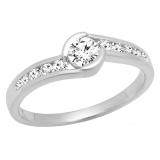 0.45 Carat (ctw) 18K White Gold Round Lab Grown Diamond Ladies Twisted Engagement Ring 1/2 CT