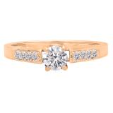 0.75 Carat (ctw) 10K Rose Gold Round Lab Grown Diamond Ladies Engagement Ring 3/4 CT