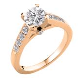 0.75 Carat (ctw) 18K Rose Gold Round Lab Grown Diamond Ladies Engagement Ring 3/4 CT