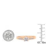0.75 Carat (ctw) 18K Rose Gold Round Lab Grown Diamond Ladies Engagement Ring 3/4 CT