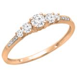 0.40 Carat (ctw) 10K Rose Gold Round Lab Grown Diamond Ladies 5 Stone Engagement Ring