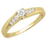 0.25 Carat (ctw) 14K Yellow Gold Round lab Grown White Diamond Ladies Engagement Ring 1/4 CT