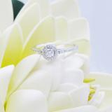 0.50 Carat (ctw) 10K White Gold Round Lab Grown Diamond Ladies Halo Engagement Ring 1/2 CT