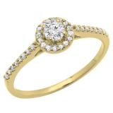 0.50 Carat (ctw) 10K Yellow Gold Round Lab Grown Diamond Ladies Halo Engagement Ring 1/2 CT