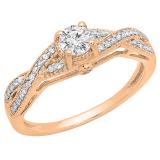 0.55 Carat (ctw) 18K Rose Gold Round Lab Grown Diamond Solitaire Ladies Engagement Ring 1/2 CT
