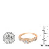 0.55 Carat (ctw) 18K Rose Gold Round Lab Grown Diamond Solitaire Ladies Engagement Ring 1/2 CT