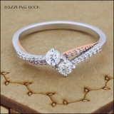 0.50 Carat (ctw) 10K White & Rose Gold Round Lab Grown Diamond Two Stone Engagement Ring 1/2 CT