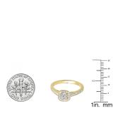 0.50 Carat (ctw) 10K Yellow Gold Princess & Round Lab Grown Diamond Ladies Engagement Ring 1/2 CT