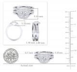 4mm Center Round Lab Grown Diamond Halo Split Shank Wedding Ring Set for Her (0.87 ctw, Color H-I, Clarity SI2) in 18K White Gold