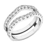 1.60 Carat (ctw) Round White Lab Grown Ladies Wedding Enhancer Double Ring 10K White Gold