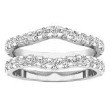 1.60 Carat (ctw) Round White Lab Grown Ladies Wedding Enhancer Double Ring 10K White Gold